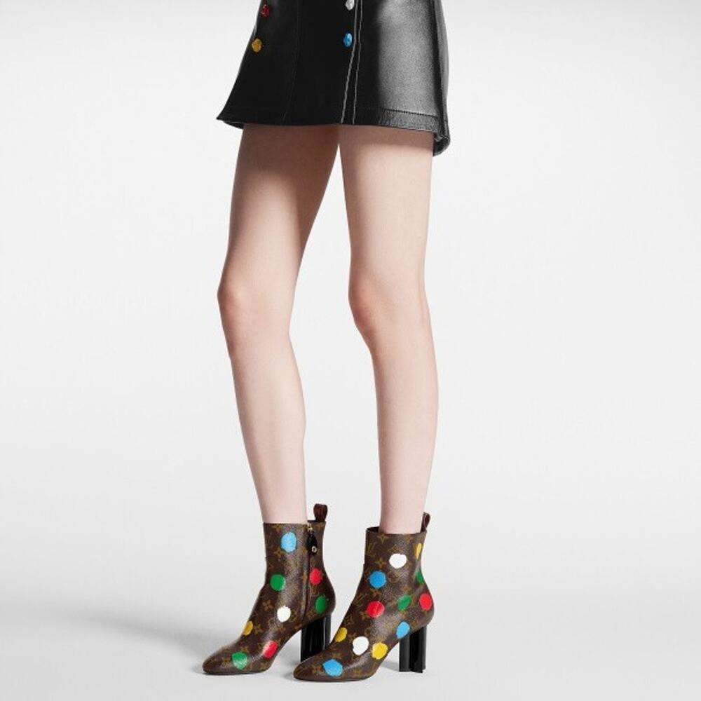 Louis Vuitton x Yayoi Kusama Monogram Dots Coated Ankle Boots EU 36 US 5.5 - NWB - Picture 2 of 11